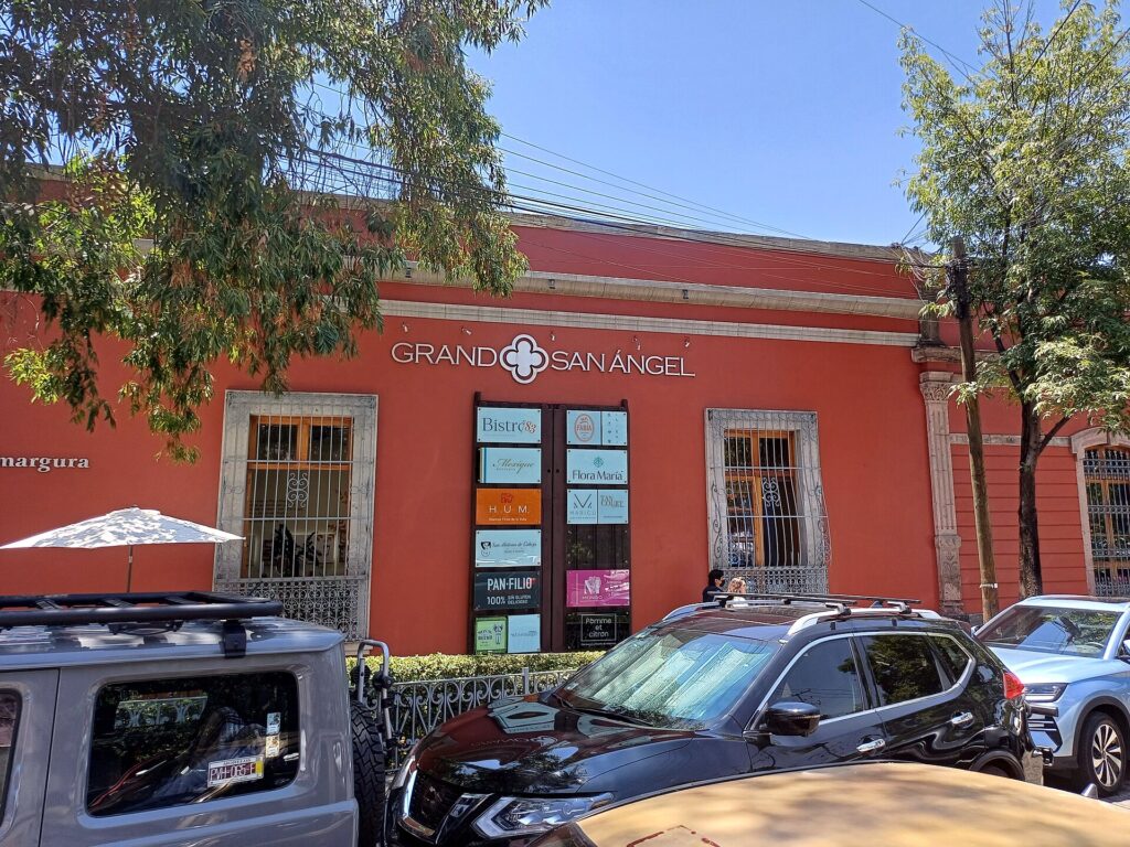 Colonial building at Plaza del Carmen in San Angel Mexico City