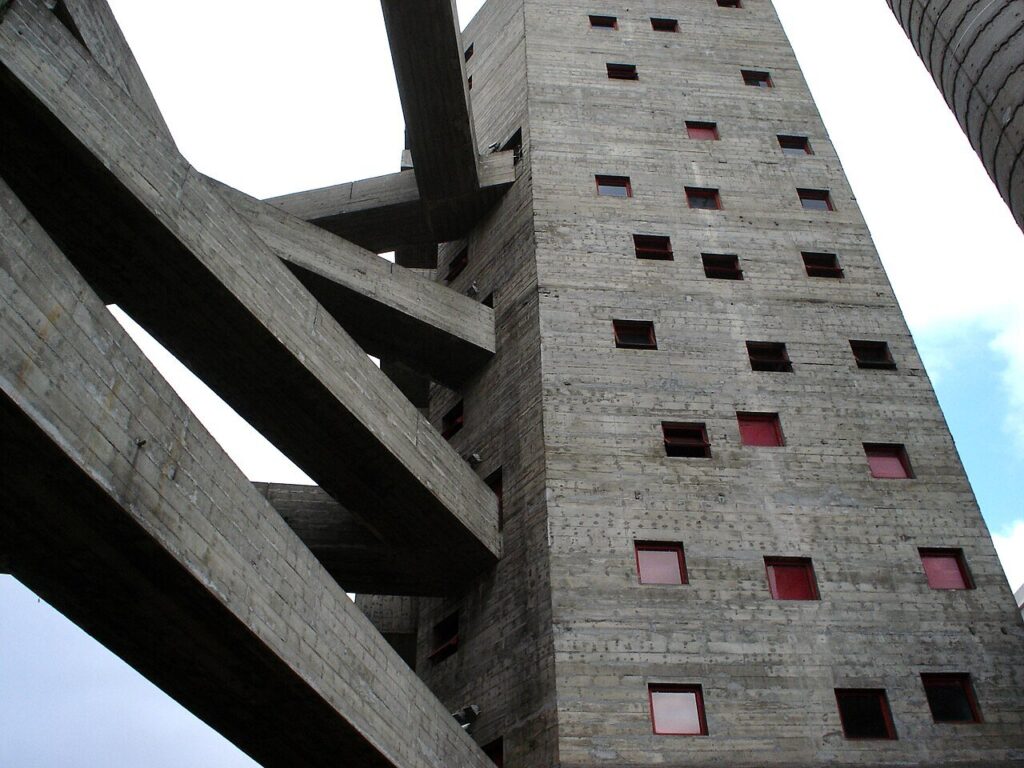 SESC Pompeia brutalist concrete towers by Lina Bo Bardi in Sao Paulo