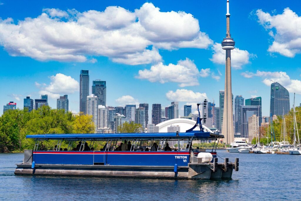 The Toronto skyline seen from a harbour sightseeing cruise