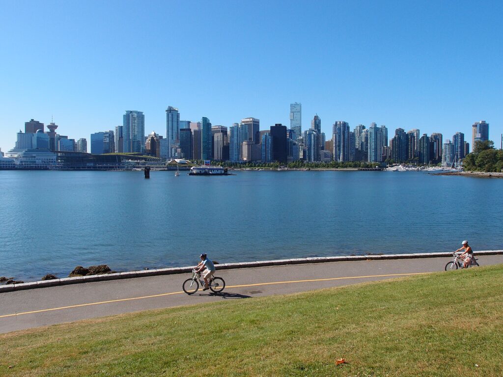 The Vancouver harbour and skyline from Stanley Park
