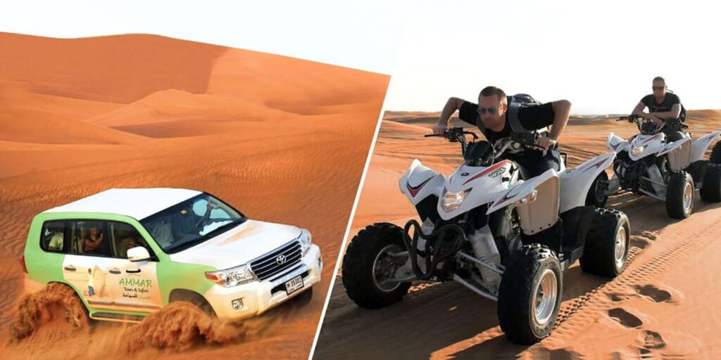 Red-dune desert safari with camels and sandboarding