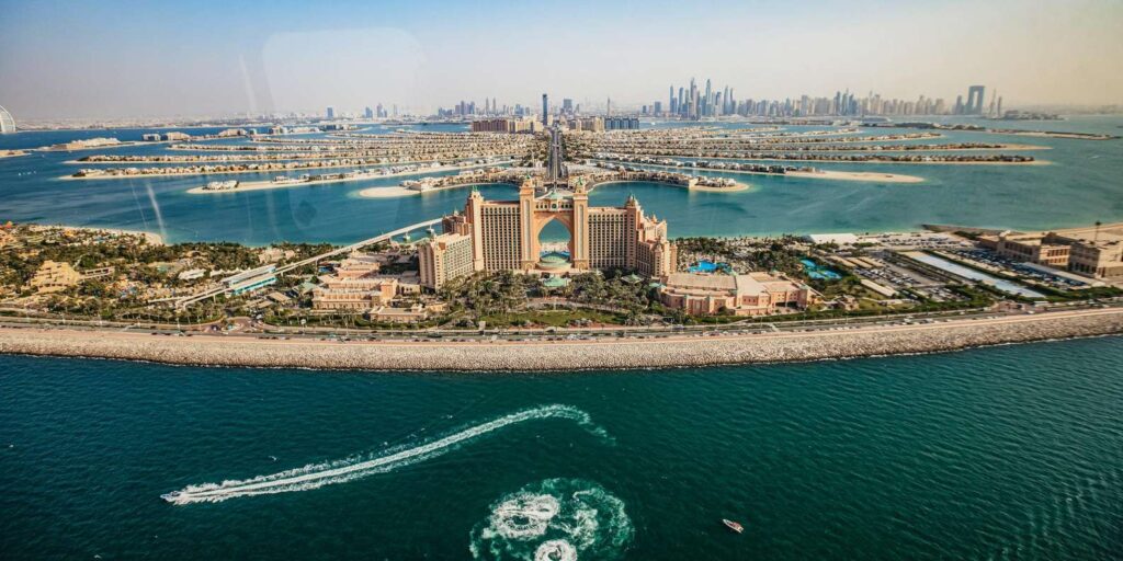 Helicopter flight over Dubai from The Palm